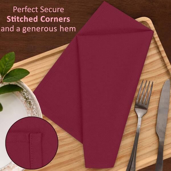 Afoxsos 18 in. x 18 in. Burgundy Cotton Blend Table Cloth Napkin, Set of 12