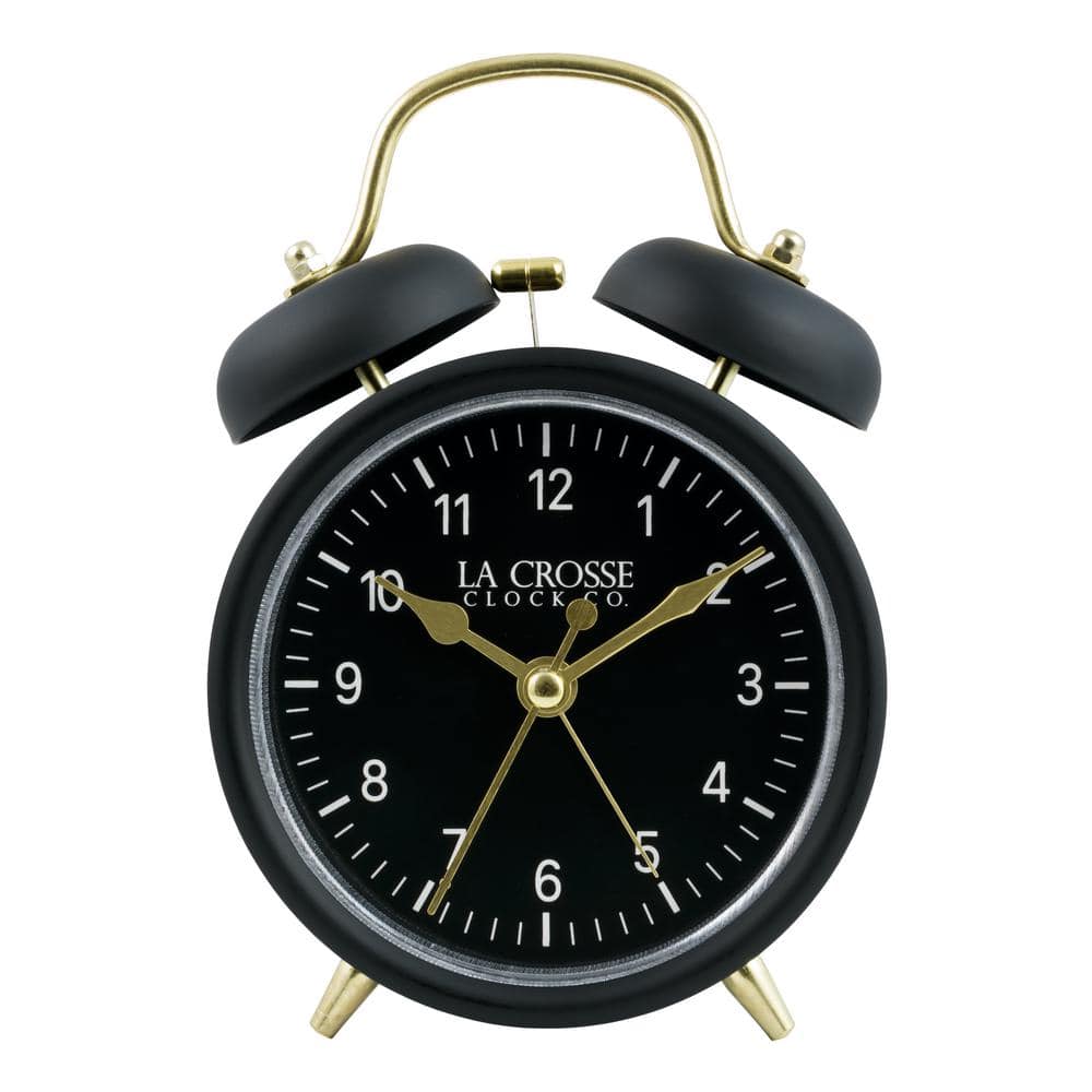 La Crosse Clock Black Twin Bell Quartz Alarm Clock 617-3314BG