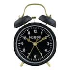 Black Twin Bell Quartz Alarm Clock