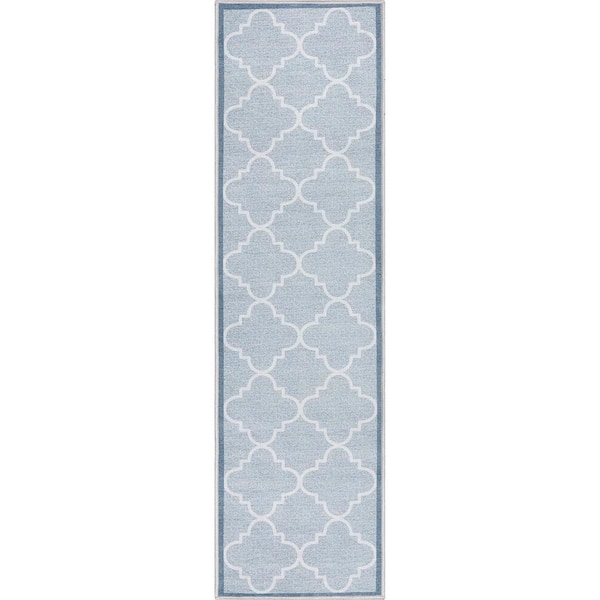 Well Woven Kings Court Brooklyn Trellis Grey 2 ft. x 7 ft. Modern Runner Rug