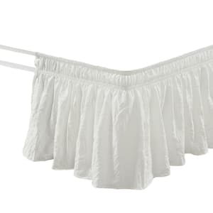 Ruched 20 in. Drop Length Ruffle Elastic Easy Wrap Around White Single Queen/King/Cal King Bed Skirt