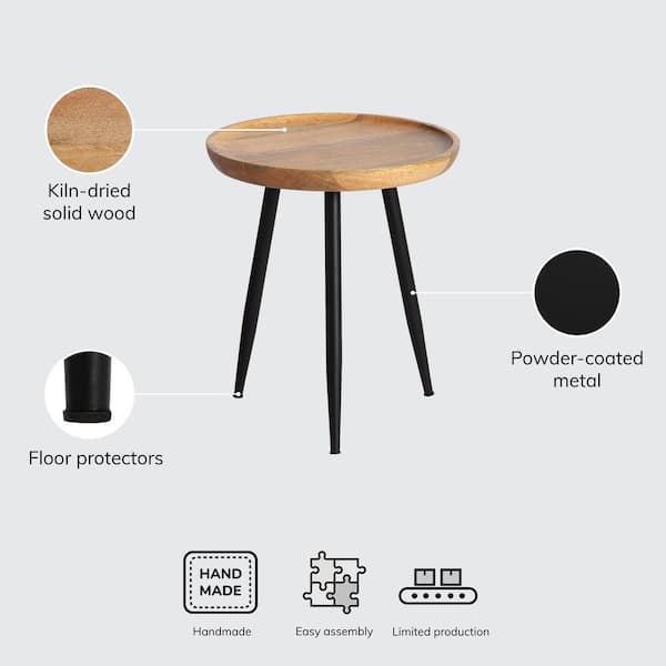 MH LONDON Chevery Small Black and Natural Wood Color Tri Pin