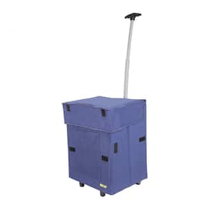 Bigger Collapsible Rolling Utility Dolly Basket in Blue