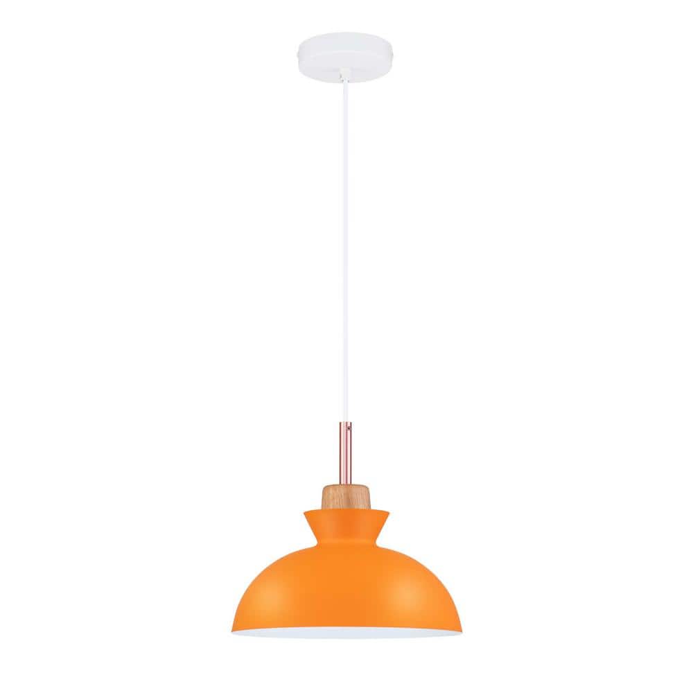 Ozma Orange Aluminum Dome Pendant Light with Adjustable Cord