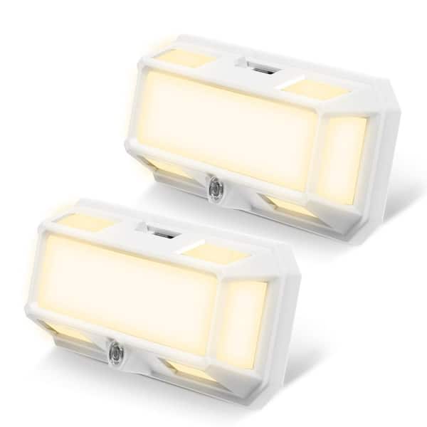 6-Pack 2W Plug-in Dusk-to-Dawn LED Night Lights with Modern Solar Wall Lamp Style and 3000K Warm Light, White Housing