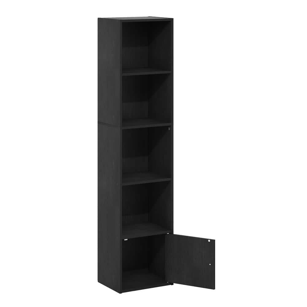 Blackwood 5-Tier Tall Bookcase with Door Storage Cabinet