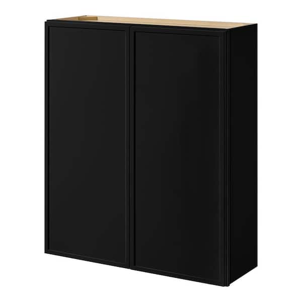 Leyton 36 in. W x 12 in. D x 42 in. H Ready to Assemble Plywood Slim Shaker Wall Kitchen Cabinet in Raven Black