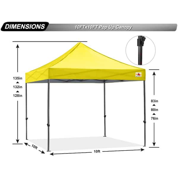 ABCCANOPY 10 ft. x 10 ft. Yellow Commercial Instant Shade Metal Pop Up Canopy  Tent Shelter AHKK-Yellow - The Home Depot