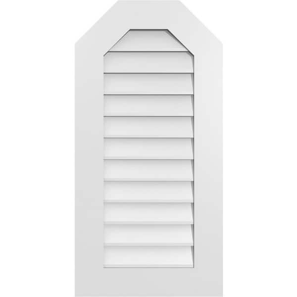 Ekena Millwork 18 in. x 36 in. Octagonal Top Surface Mount PVC Gable Vent: Decorative with Standard Frame