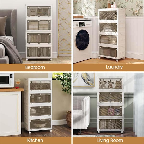 Costway 4-Tier Stackable Storage Bins 44-Gal. Collapsible Storage