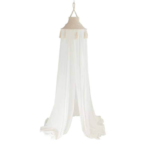Storied Home White Cotton Macrame Canopy