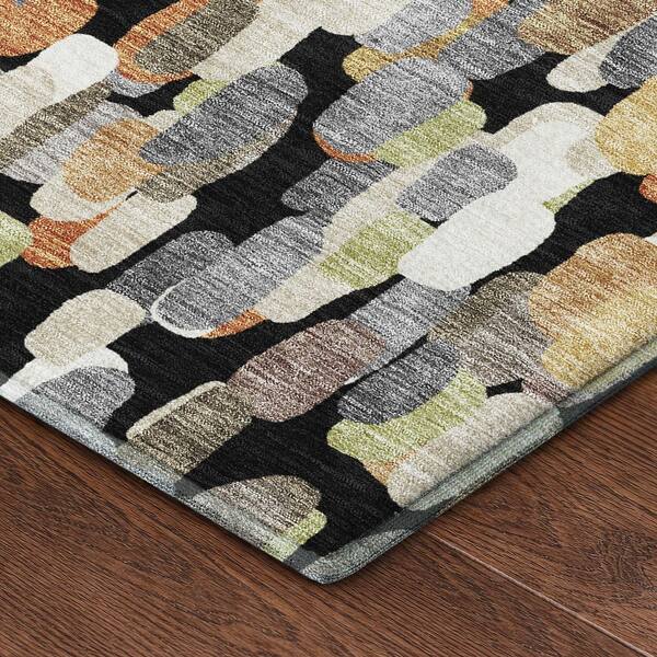 Mayfield Premium Machine Washable Abstract AMF2451 Black 2 ft. x 3 ft. Accent Rug