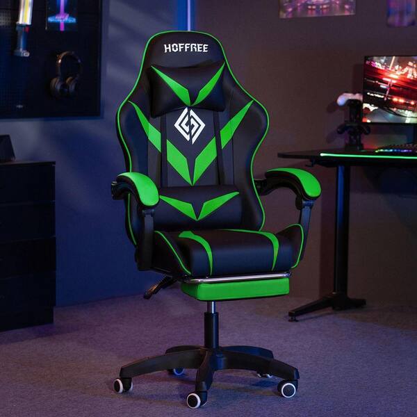 Hoffree Faux Leather Massage Reclining Ergonomic Gaming Chair in