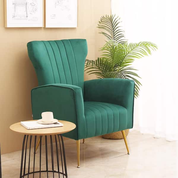 bottle green velvet armchair