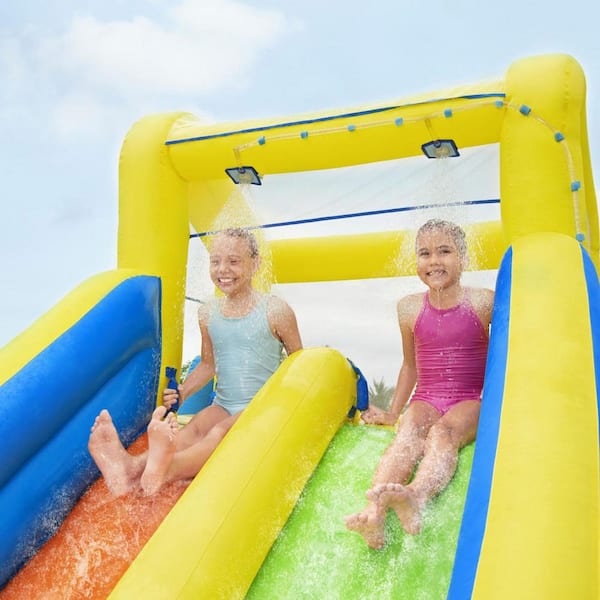 H2OGO AquaRace Kids Inflatable Outdoor Water Slide Park with Air Blower