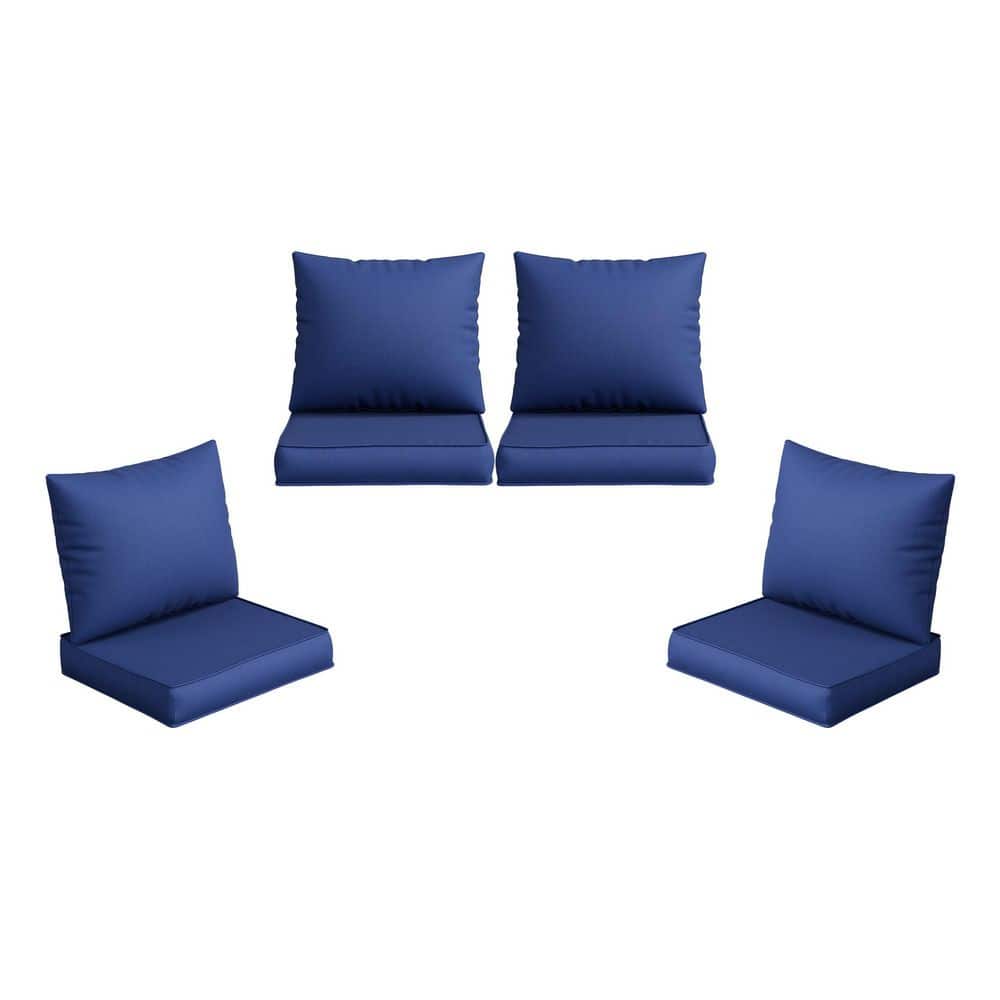 Outdoor Navy Blue Sectional Sofa Cushion Set-Seat and Back Cushions (Set of