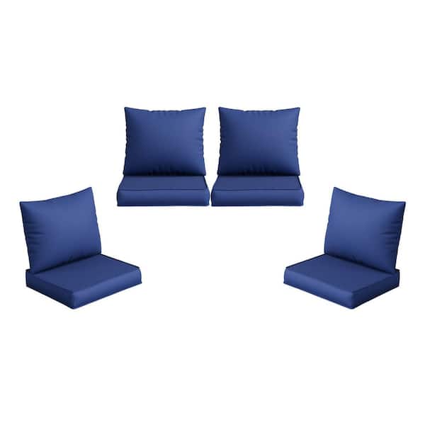 Unbranded Outdoor Navy Blue Sectional Sofa Cushion Set-Seat and Back Cushions (Set of 4 Seat Cushions and 4 Back Cushions)