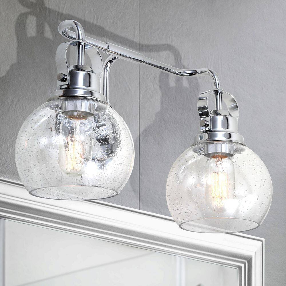 Shirley 17.5" Polished Chrome and Clear Glass 2-Light Vanity Sconce