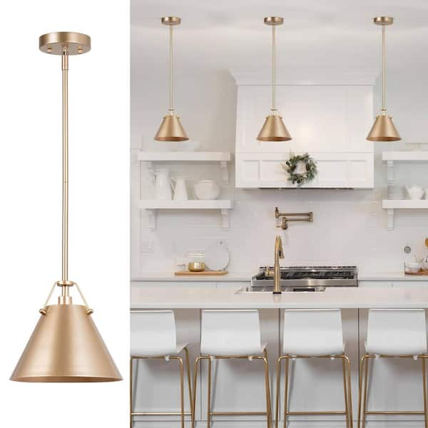 LNC Modern Gold Pendant Light with Metal Bell Shade, Glam Hanging Light for Kitchen Island Living & Dining Room Corner Table