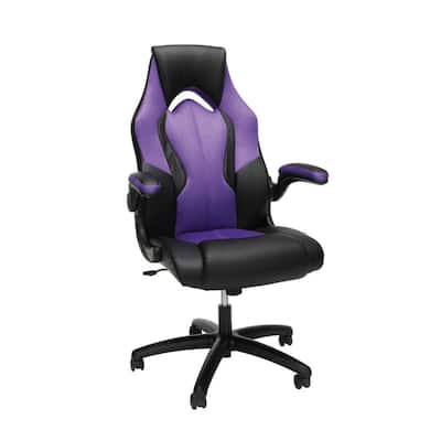 Essentials Collection High-Back Racing Style Bonded Leather Gaming Chair, in Purple (ESS-3086-PUR)