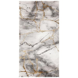 Craft Gray/Gold Doormat 2 ft. x 3 ft. Distressed Abstract Area Rug