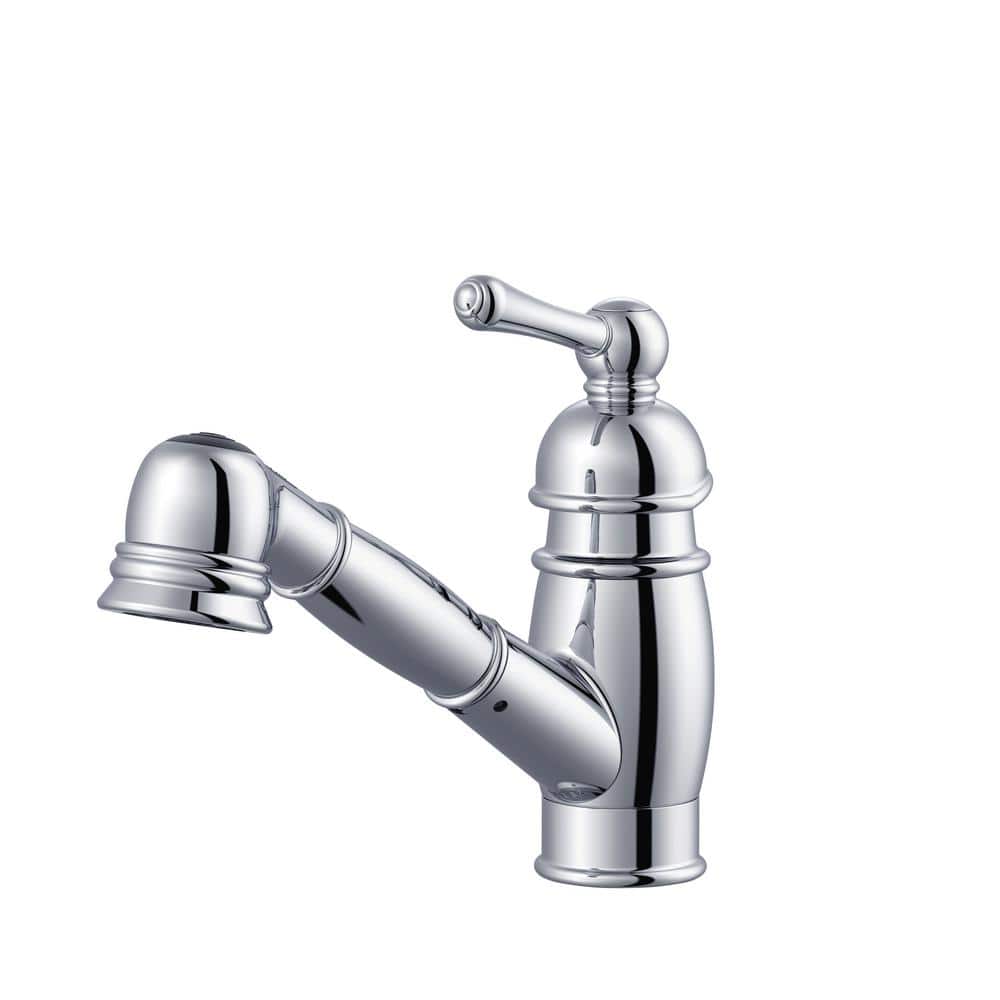 Chrome Single Handle Pull-Out Kitchen Faucet with Spray