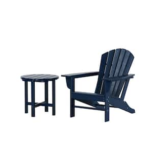 Vesta Navy Blue 2-Piece Plastic Outdoor Adirondack Chair and Table Set