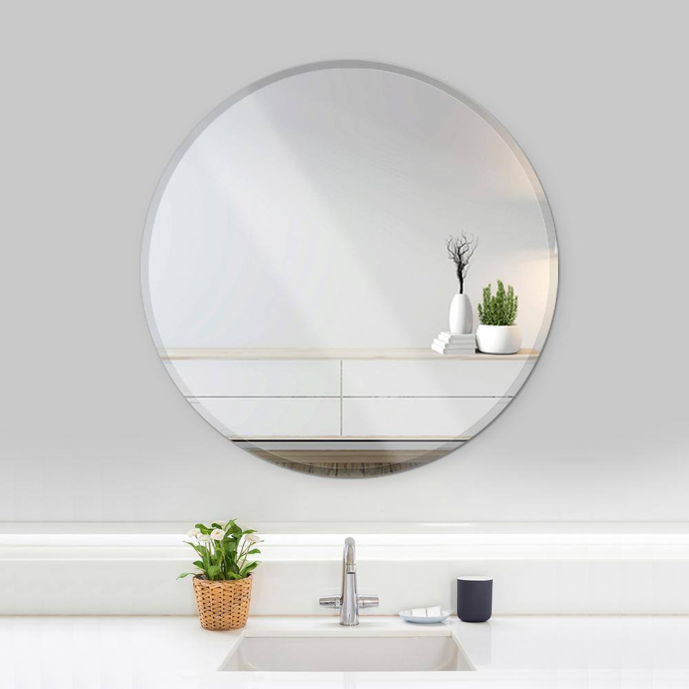 36" Round Frameless Beveled Wall Mirror