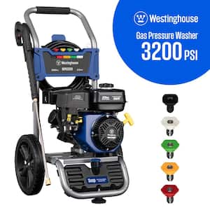 3200 PSI 2.5 GPM Gas Powered Axial Cam Pump Cold Water Pressure Washer with Soap Tank and 5 Quick Connect Tips