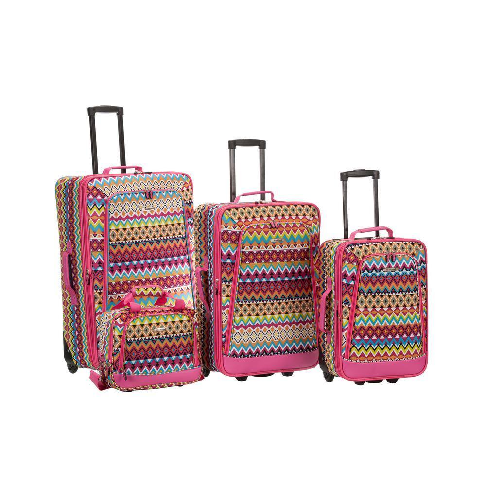 Rockland Escape Expandable Luggage 4-Piece Softside Luggage Set, Tribal