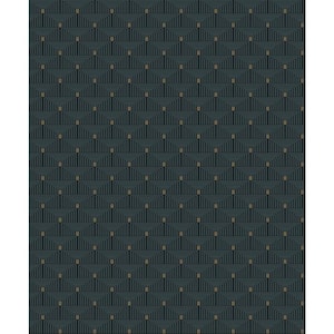 Boutique Collection Blue Metallic Geometric Key Non-pasted Paper on Non-woven Wallpaper Roll