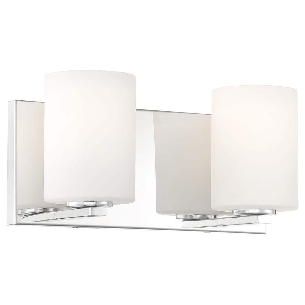 Oslo 13.5 in. Chrome LED Vanity Light Bar with Opal Glass Shade