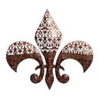 Litton Lane Metal Brown Fleur De Lis Wall Decor with Perforated Details  13386 - The Home Depot