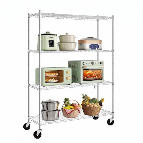 4-Tier Adjustable Wire Storage Shelving Pantry Organizer (Chrome,15.8 in. D x 45.3 in. W x 59.4 in. H)