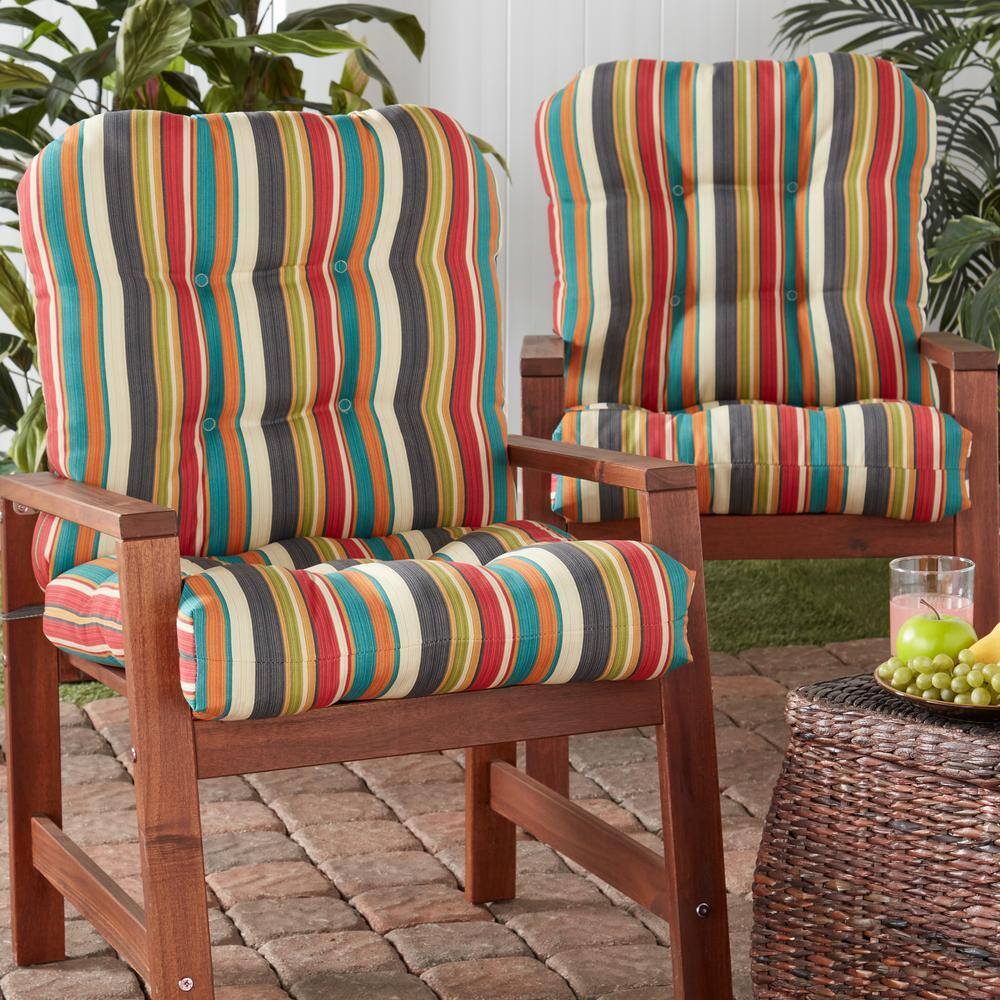 Sunset Stripe 42" Outdoor Tufted Chair Cushion Set in Fade-Resistant Polyester