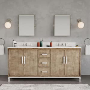 Westin 72 in. W x 22 in. D x 34.4 in. H Double Sink Bath Vanity in Lustrous Walnut with White Brook Quartz Top