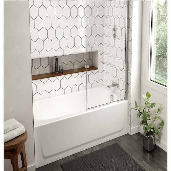 Honolulu 46 in. x 27 in. Left Drain Rectangular Alcove Soaking Bathtub in White