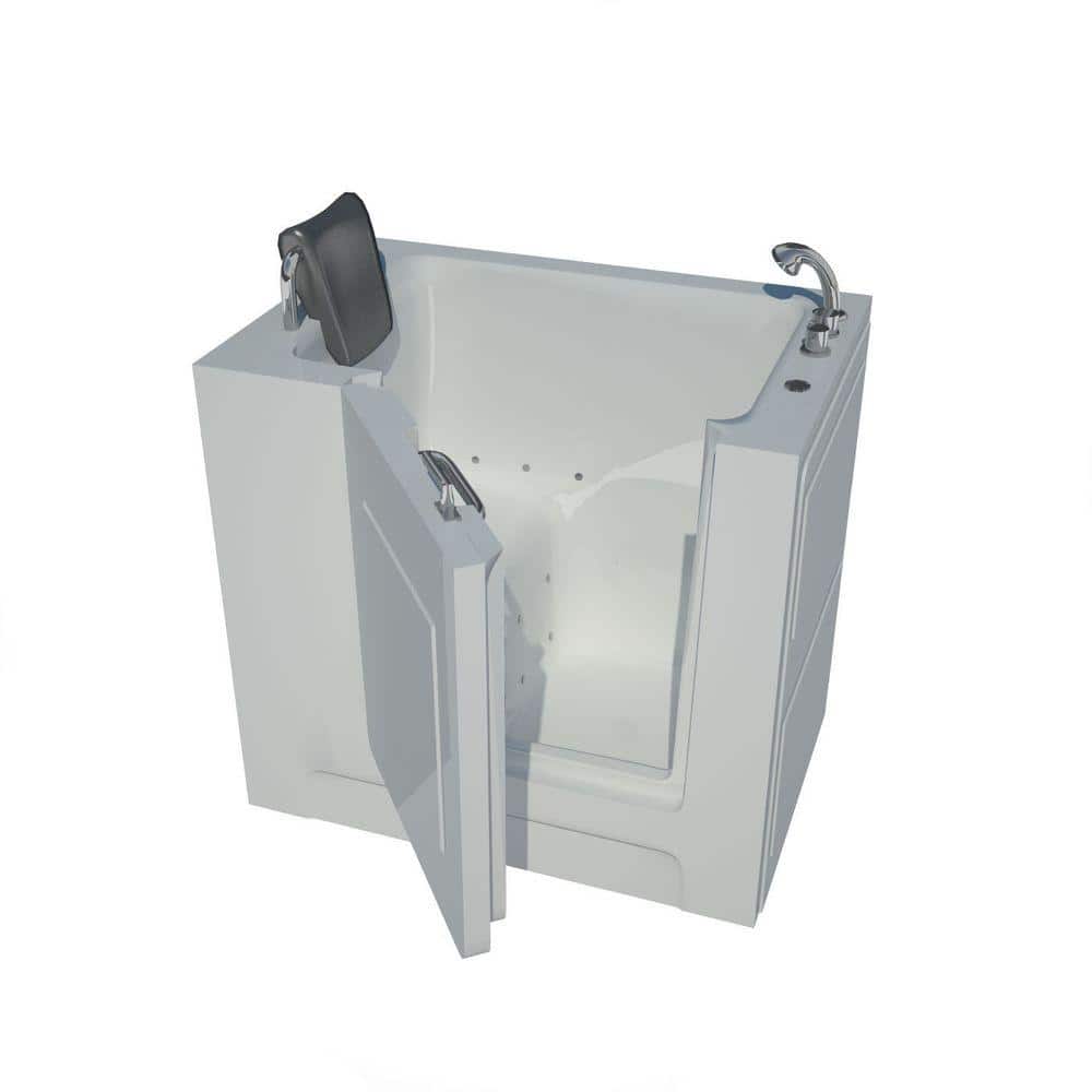 Catalina White Acrylic Walk-In Air Bathtub with Chrome Faucet