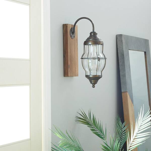 brown metal wall sconces