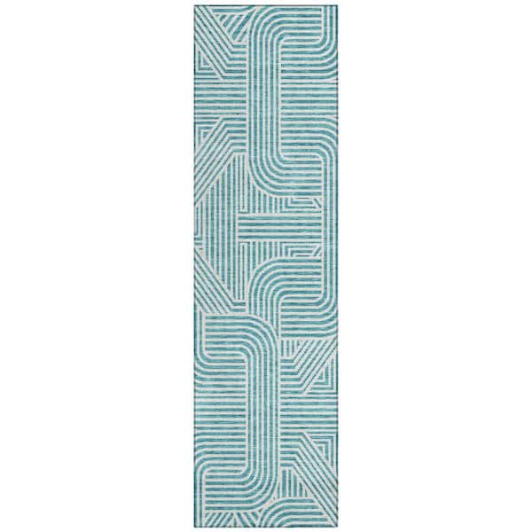 Addison Rugs Chantille Machine Washable Indoor/Outdoor Abstract ACN917 Teal 2 ft. 3 in. x 7 ft. 6 in. Area Rug