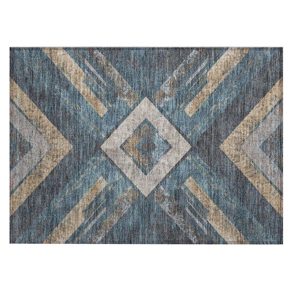 Chantille Machine Washable Indoor/Outdoor Abstract ACN1955 Navy 2 ft. x 3 ft. Accent Rug