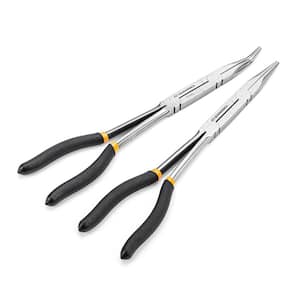 Double-X Long Reach Long Nose Straight and 45° Dipped Grip Plier Set (2-Piece)