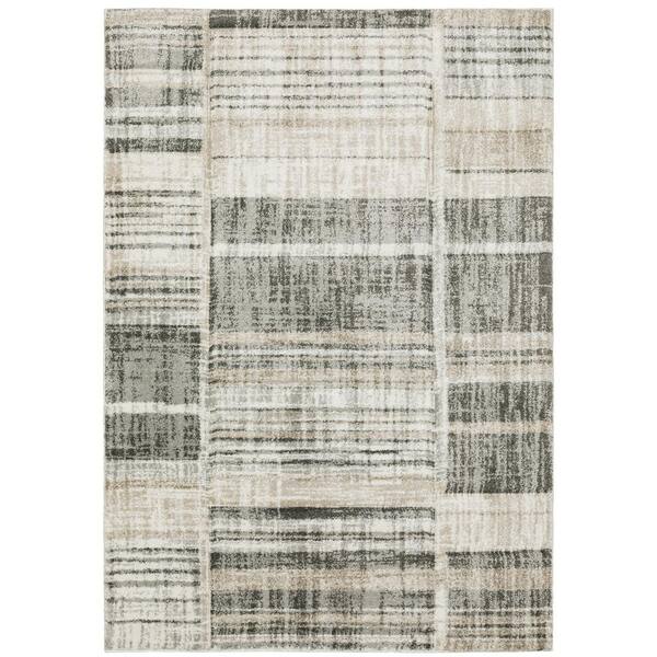 AVERLEY HOME Chateau Beige/Charcoal 10 ft. x 13 ft. Distressed Stripe Polypropylene Indoor Area Rug