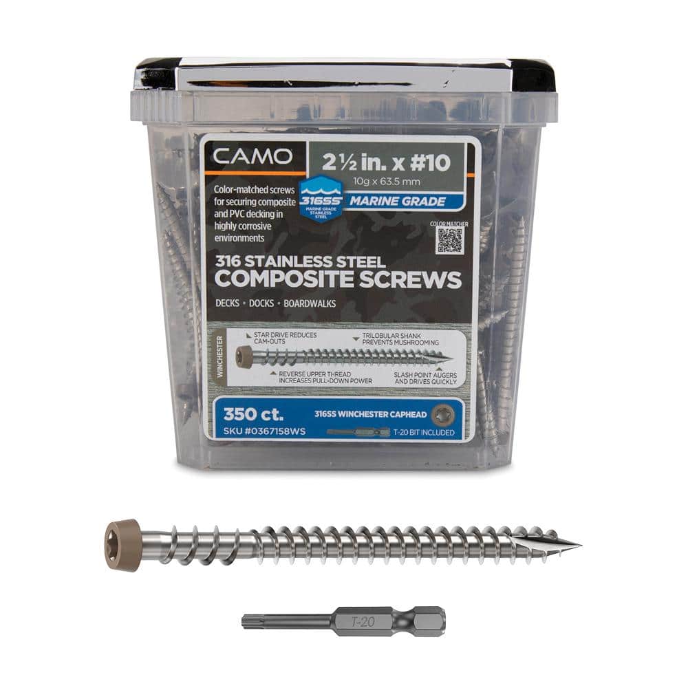 "#10 2-1/2 in. 316 Stainless Steel Star Drive Winter Composite Deck Screws (350-Count)" price history on PriceWatchPro