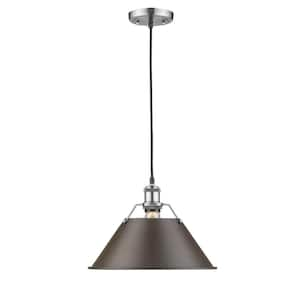 Orwell PW 1-Light Pewter Pendant with Rubbed Bronze Shade