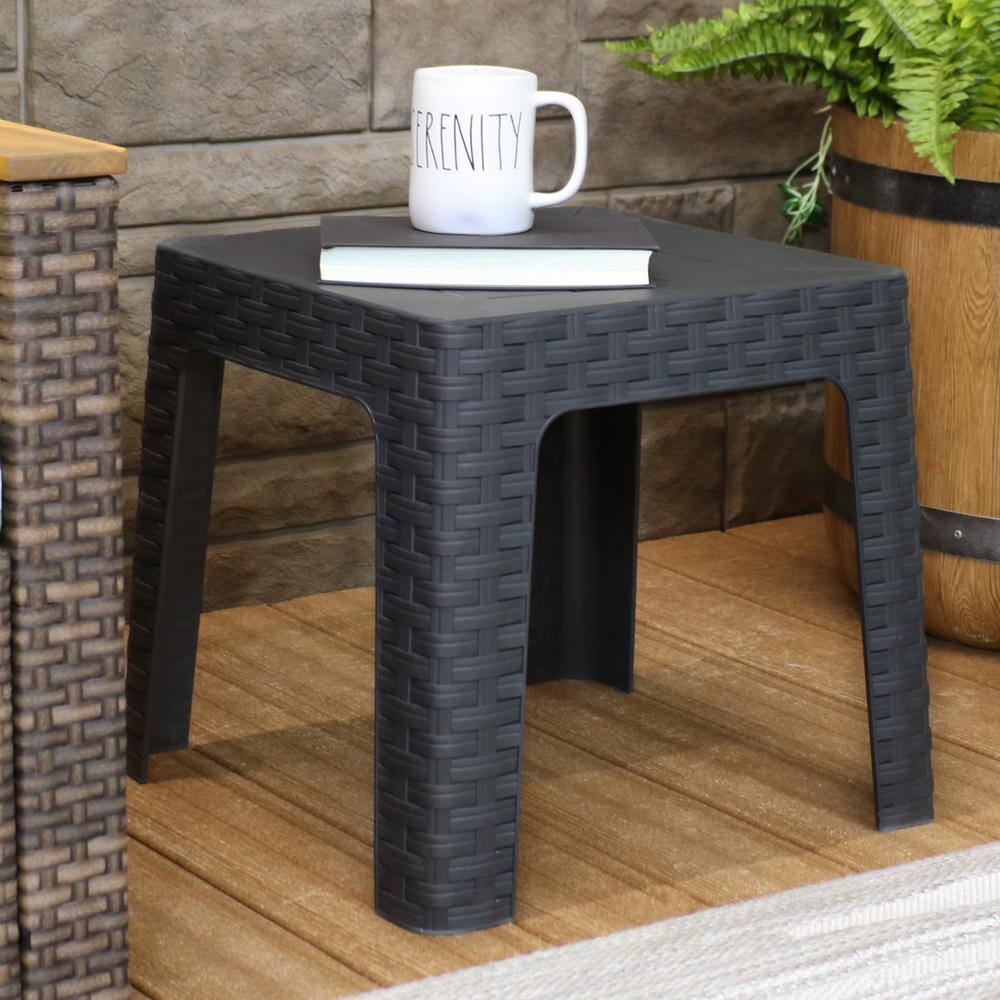 Gray 18" Square Polypropylene Outdoor Patio Side Table