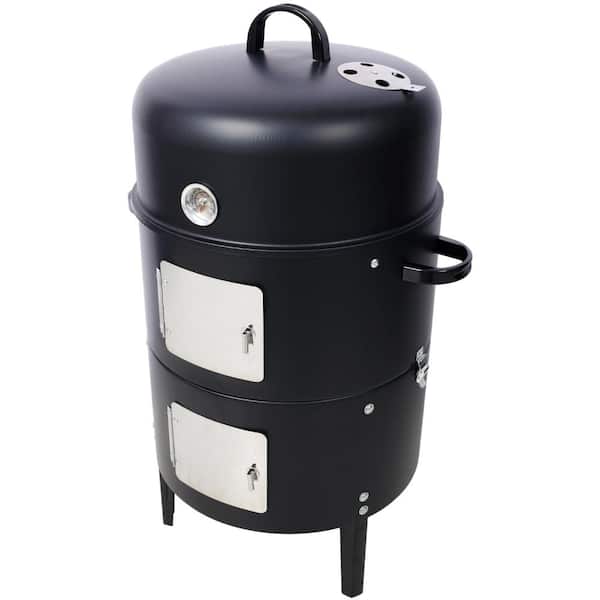 21.5 Inch Steel Heavy Duty Round BBQ Grill Charcoal Smoker in Black