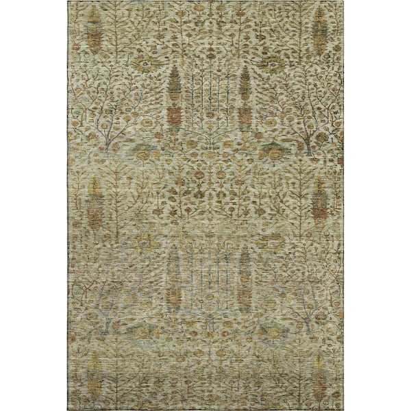 Mayfield Premium Machine Washable Abstract AMF2053 Wheat 5 ft. x 7 ft. 6 in. Area Rug