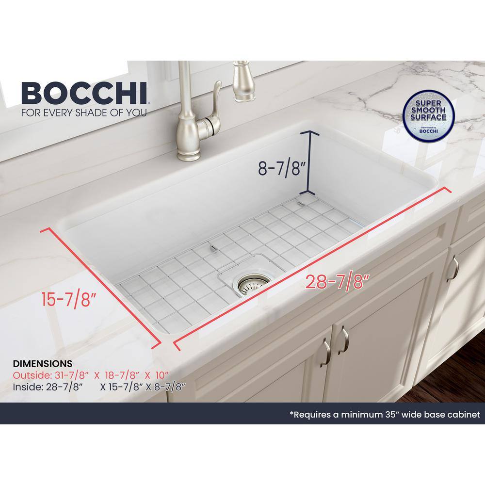 Sotto 32'' White Fireclay Single Bowl Drop-in Kitchen Sink