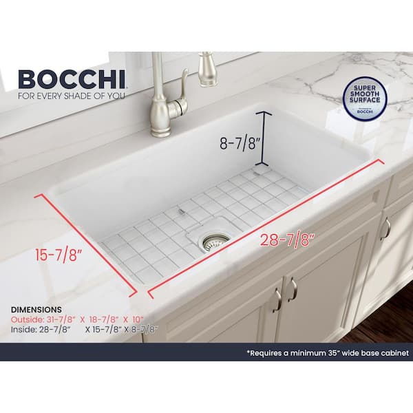 Sotto Undermount Fireclay 32 in. Single Bowl Kitchen Sink with Bottom Grid and Strainer in White